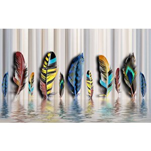 Rengârenk Tüy Desenli Duvar Kağıdı Baskı - Dkm-017_44684