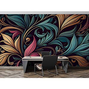 Renkli Yaprak Desenli Duvar Kağıdı - Dkm783027