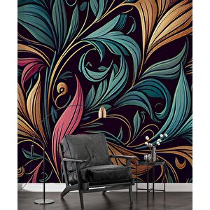 Renkli Yaprak Desenli Duvar Kağıdı - Dkm783027