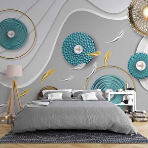 3 Boyutlu Yuvarlak Desenli Duvar Kağıdı - Dkm755077 450x280 cm