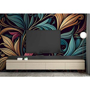 Renkli Yaprak Desenli Duvar Kağıdı - Dkm783092 300x300 cm