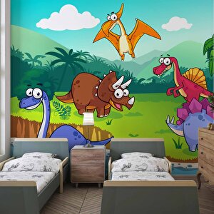 Dinozor Desenli Duvar Kağıdı Baskı - Dkm194087 150x300 cm