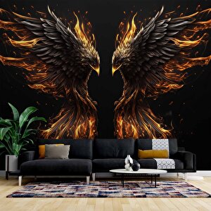 Alevli Kartal Temalı Duvar Kağıdı - Dkm850054 400x260 cm