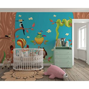 Sevimli Hayvan Figürlü Çocuk Odası Duvar Kağıdı Baskı - Dkm367036 475x240 cm