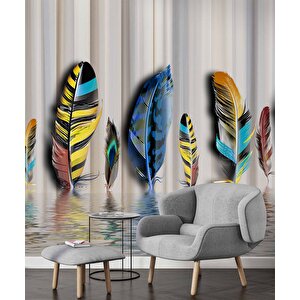 Rengârenk Tüy Desenli Duvar Kağıdı Baskı - Dkm-017_7106