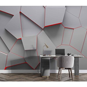 3 Boyutlu Geometrik Kabartma Görünümlü Duvar Kağıdı - Dkm634060