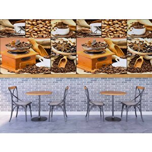 Fincanda Kahve Çekirdeği Temalı Cafe Duvar Kağıdı Baskı - Dkm268089