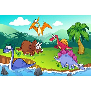 Dinozor Desenli Duvar Kağıdı Baskı - Dkm194115