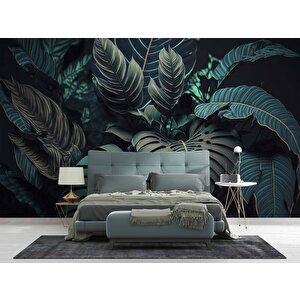 Koyu Renkli Yaprak Temalı Duvar Kağıdı Baskı - Dkm511038 525x240 cm