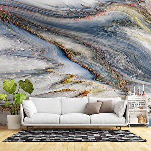Renkli Karışık Mermer Desenli Duvar Kağıdı - Dkm780040 600x240 cm