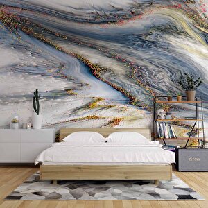Renkli Karışık Mermer Desenli Duvar Kağıdı - Dkm780101 525x300 cm