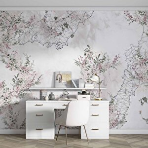 Soft Çiçek Çizim Desenli Duvar Kağıdı - Dkm989038