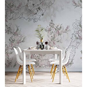 Soft Çiçek Çizim Desenli Duvar Kağıdı - Dkm989038