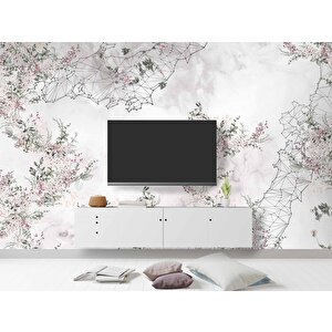 Soft Çiçek Çizim Desenli Duvar Kağıdı - Dkm989070 275x280 cm
