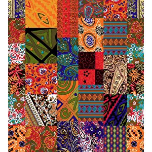 Rengarenk Motif Çizim Desenli Duvar Kağıdı - Dkm820079