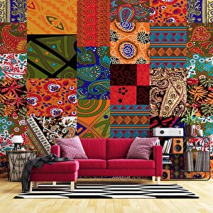 Rengarenk Motif Çizim Desenli Duvar Kağıdı - Dkm820027 250x240 cm