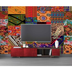 Rengarenk Motif Çizim Desenli Duvar Kağıdı - Dkm820027 250x240 cm