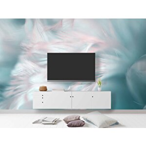 Pembe Mavi Tüy Temalı Duvar Kağıdı - Copydkm591062 700x260 cm