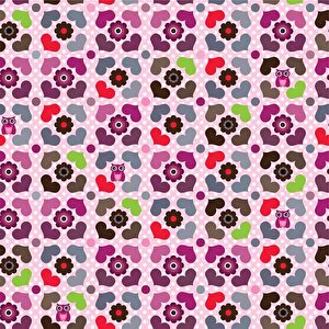 Kalp Ve Çiçek Desenli Çocuk Çocuk Odası Duvar Kağıdı Baskı - Dkm412116