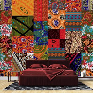 Rengarenk Motif Çizim Desenli Duvar Kağıdı - Dkm820102 550x300 cm