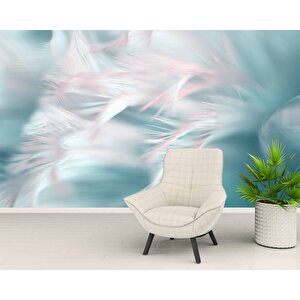 Pembe Mavi Tüy Temalı Duvar Kağıdı - Copydkm591104