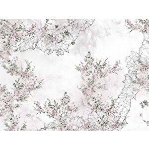 Soft Çiçek Çizim Desenli Duvar Kağıdı - Dkm989098