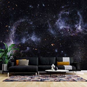 Galaksi Yıldızlar Manzaralı Duvar Kağıdı Baskı - Dkm508080 525x280 cm