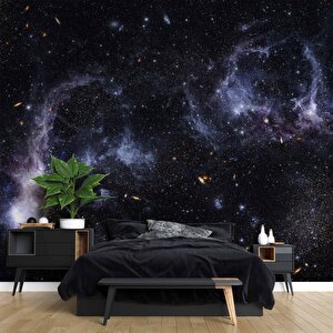 Galaksi Yıldızlar Manzaralı Duvar Kağıdı Baskı - Dkm508080 525x280 cm