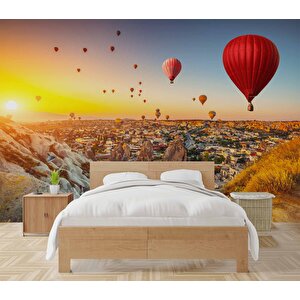 Kapadokya Sıcak Hava Balon Manzaralı Duvar Kağıdı Baskı - Dkm550023 100x240 cm