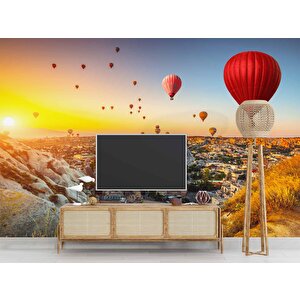 Kapadokya Sıcak Hava Balon Manzaralı Duvar Kağıdı Baskı - Dkm550023 100x240 cm