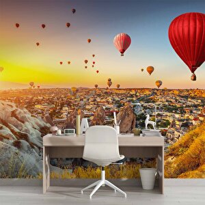 Kapadokya Sıcak Hava Balon Manzaralı Duvar Kağıdı Baskı - Dkm550023