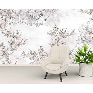 Soft Çiçek Çizim Desenli Duvar Kağıdı - Dkm989013