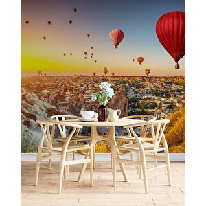 Kapadokya Sıcak Hava Balon Manzaralı Duvar Kağıdı Baskı - Dkm550039