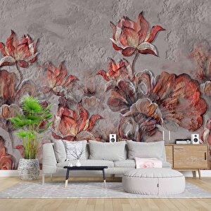 Çiçek Temalı Duvar Doku Temalı Duvar Kağıdı Baskı - Dkm501059 525x260 cm