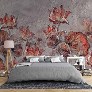 Çiçek Temalı Duvar Doku Temalı Duvar Kağıdı Baskı - Dkm501059 525x260 cm