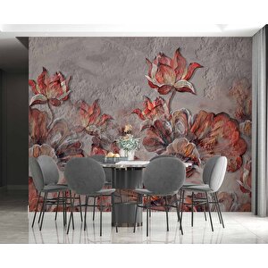 Çiçek Temalı Duvar Doku Temalı Duvar Kağıdı Baskı - Dkm501059