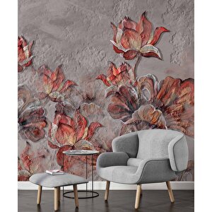 Çiçek Temalı Duvar Doku Temalı Duvar Kağıdı Baskı - Dkm501059