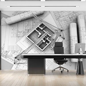 Mimari Apartman Gayrimenkul Emlak Ve Gayrimenkul Duvar Kağıdı Baskı - Dkm330107 100x315 cm