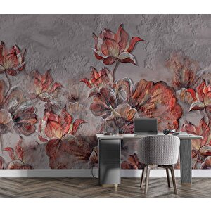 Çiçek Temalı Duvar Doku Temalı Duvar Kağıdı Baskı - Dkm501117