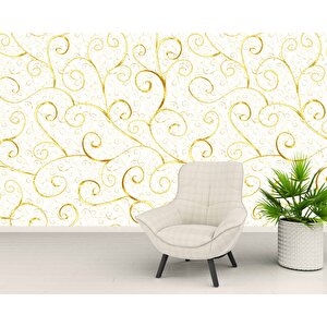 3 Boyutlu Beyaz Altın Motif Desenli Duvar Kağıdı - Dkm822075
