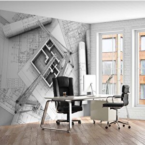 Mimari Apartman Gayrimenkul Emlak Ve Gayrimenkul Duvar Kağıdı Baskı - Dkm330052 350x260 cm