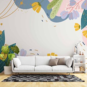 Renkli Yapay Çiçek Desenli Duvar Kağıdı - Dkb957013 425x200 cm
