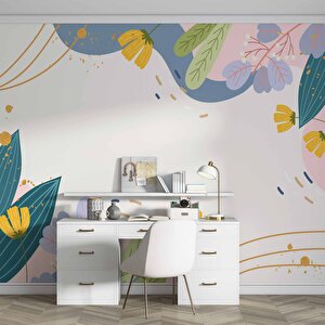 Renkli Yapay Çiçek Desenli Duvar Kağıdı - Dkb957013