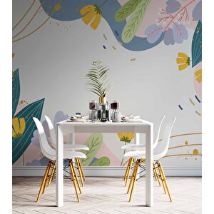 Renkli Yapay Çiçek Desenli Duvar Kağıdı - Dkb957111