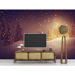Gece Kar Manzaralı Duvar Kağıdı Baskı - Dkm612095 375x300 cm