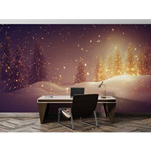Gece Kar Manzaralı Duvar Kağıdı Baskı - Dkm612095