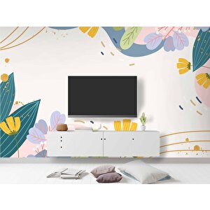 Renkli Yapay Çiçek Desenli Duvar Kağıdı - Dkb957049 275x260 cm