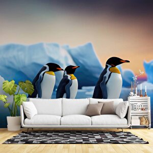 Kutuplar Ve Penguen Manzaralı Duvar Kağıdı - Dkm869011 375x200 cm