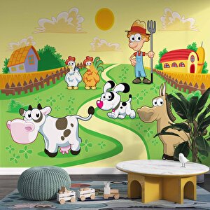 Hayvan Çiftliği Duvar Kağıdı Baskı - Dkm360035 450x240 cm