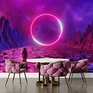 Bilim Kurgu Neon Daire Temalı Duvar Kağıdı - Dkm468111